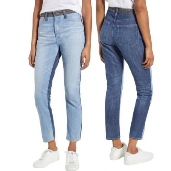 New AG The Sophia Ankle Vintage High Rise Slim Straight Two Tone Jeans size 24 - Picture 1 of 15
